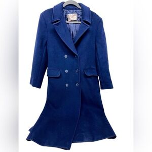 Pendleton Women’s Vintage 100% Virgin Wool Navy Blue Trench Coat Size 14